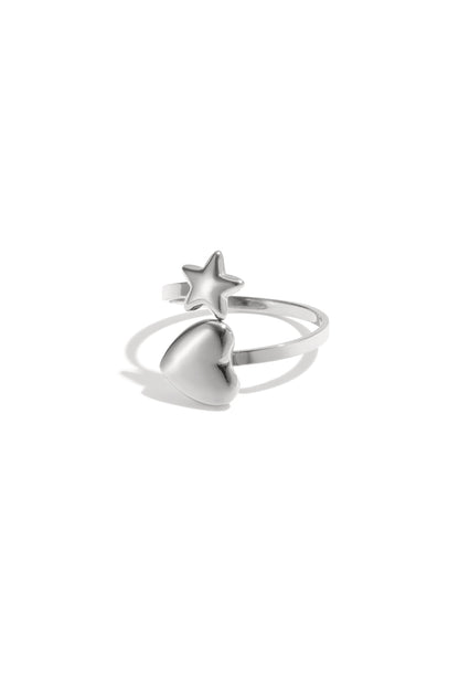 Damen Ring Herz Stern | Edelstahl | Goldfarbe & Silberfarbe