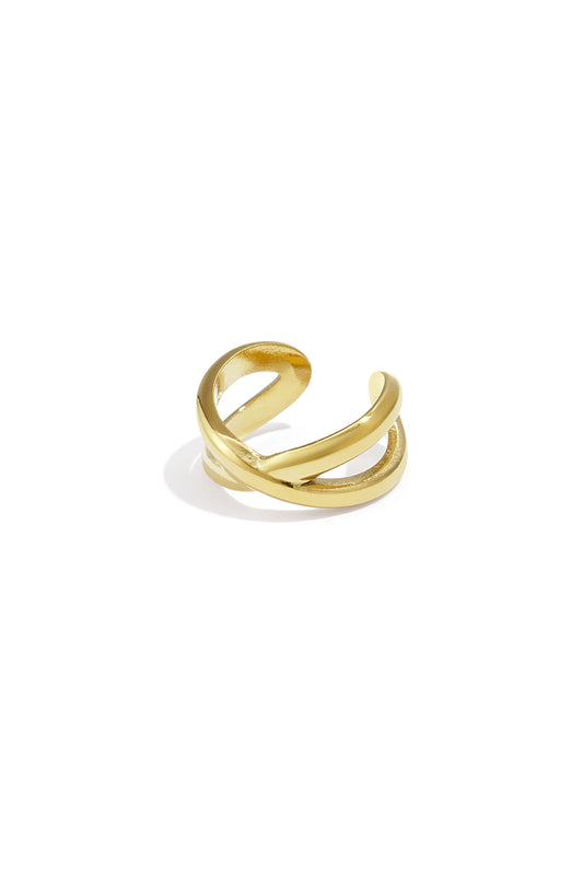 Damen Ohrmanschetten Linien Design | Edelstahl | Goldfarbe