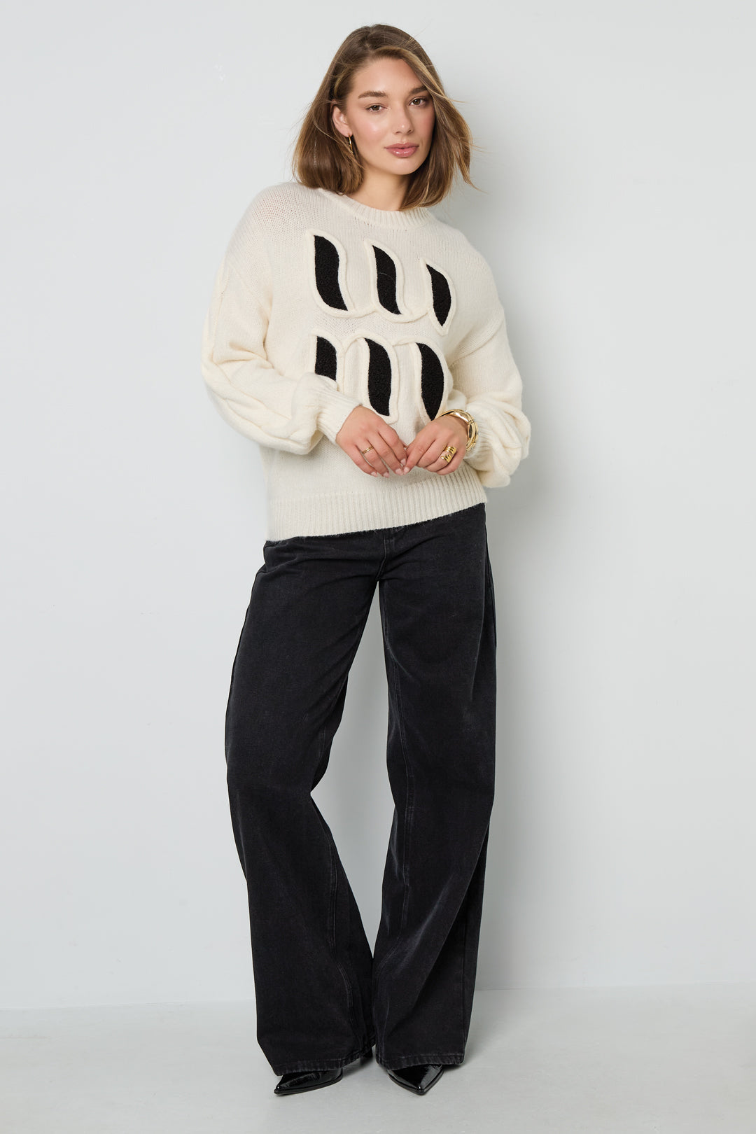 damen strickpullover buchstaben janna | polyester | mehrfarbig