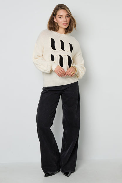 Damen Strickpullover Buchstaben Janna | Polyester | Mehrfarbig