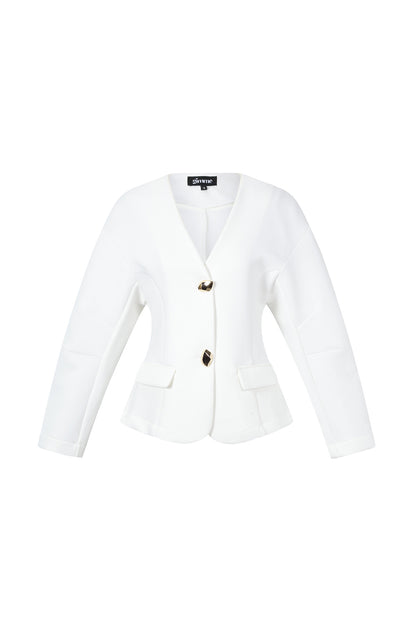 Damen Anzug Set Herbst Winter | Gewebt | Schwarz & Creme