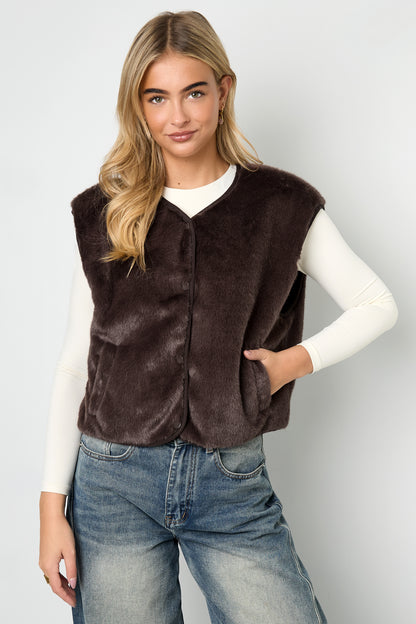 Damen Weste Kunstpelz | Polyester | Mehrfarbig