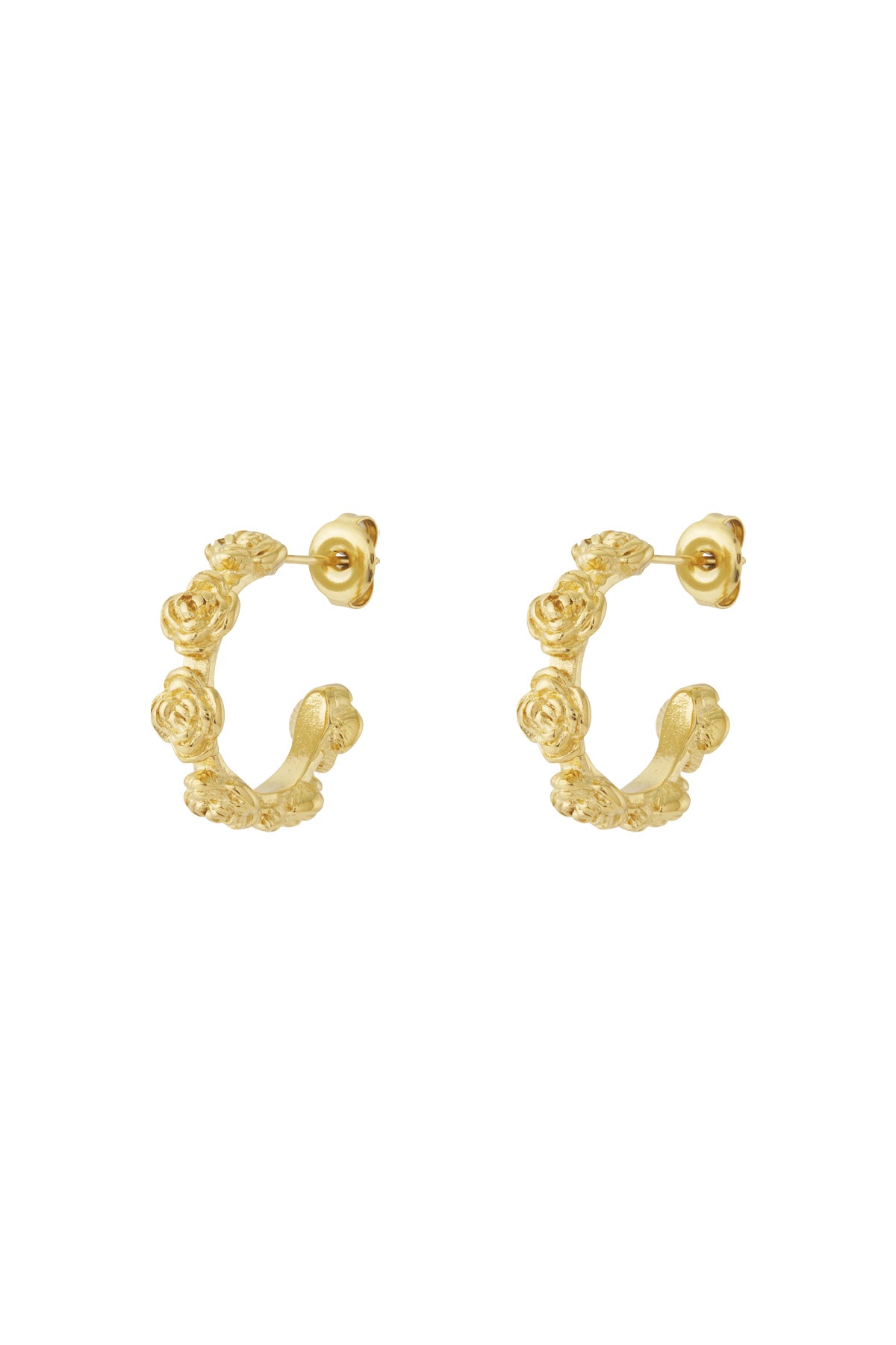 Damen Ohrringe Blumenmuster 14K | Edelstahl vergoldet | Goldfarbe