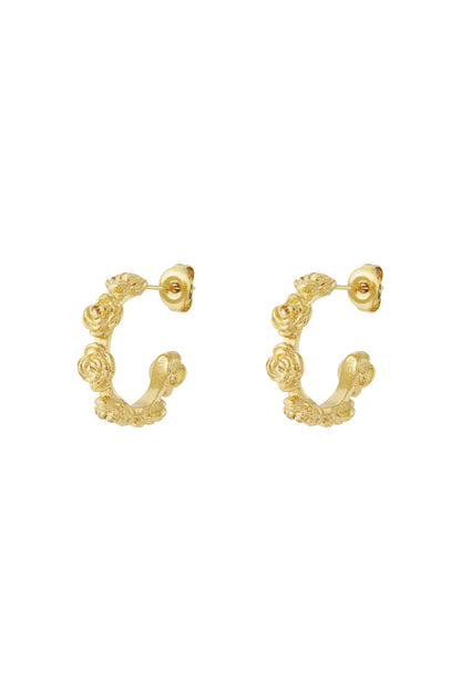 Damen Ohrringe Blumenmuster 14K | Edelstahl vergoldet | Goldfarbe