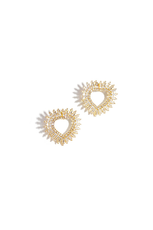 Damen Herzohrstecker Zirkon | Kupfer vergoldet | Gold & Silber