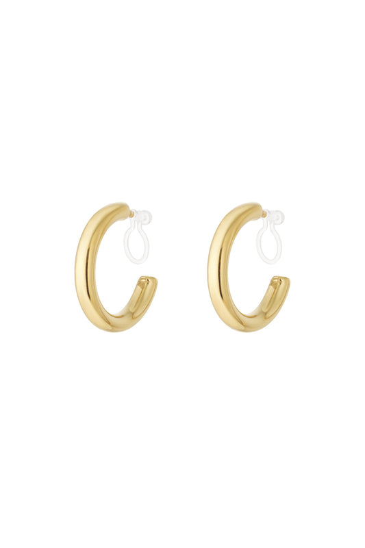 Damen Creolen Clip Vergoldet | Edelstahl | Goldfarbe