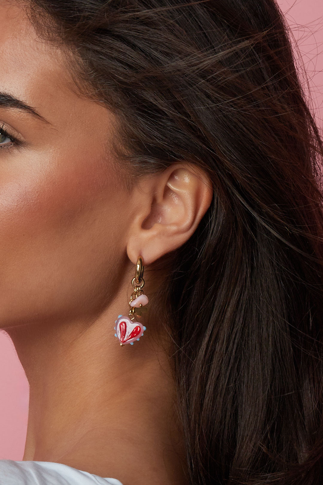 Damen Ohrhänger Herz Romantisch | Edelstahl | Rosa & Blau