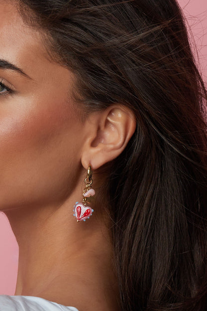 Damen Ohrhänger Herz Romantisch | Edelstahl | Rosa & Blau