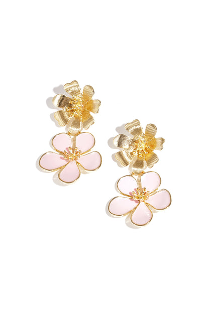 Damen Ohrringe Emaille Blume | Legierung | Gold, Schwarz & Weinrot
