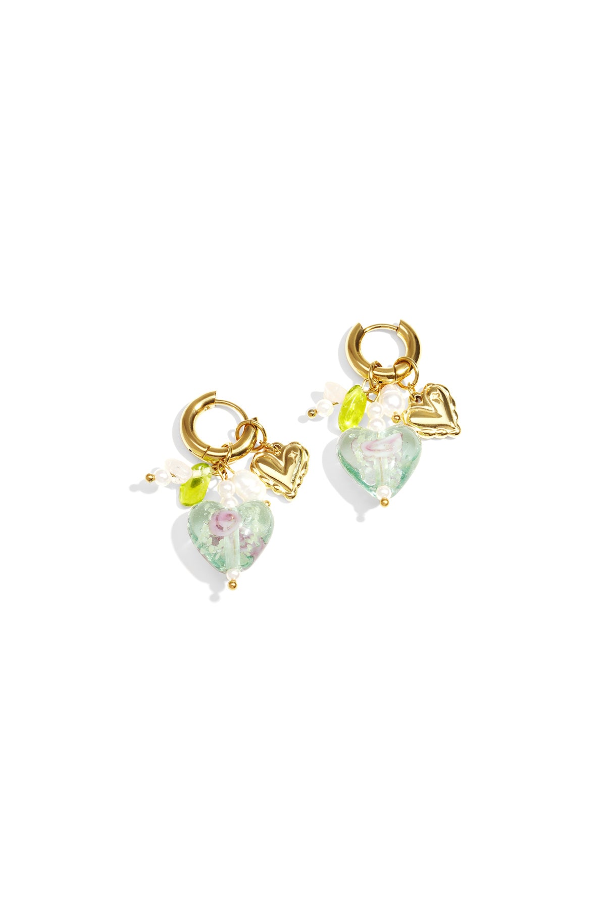 damen herzohrringe pastell | edelstahl | gold rosa & rot