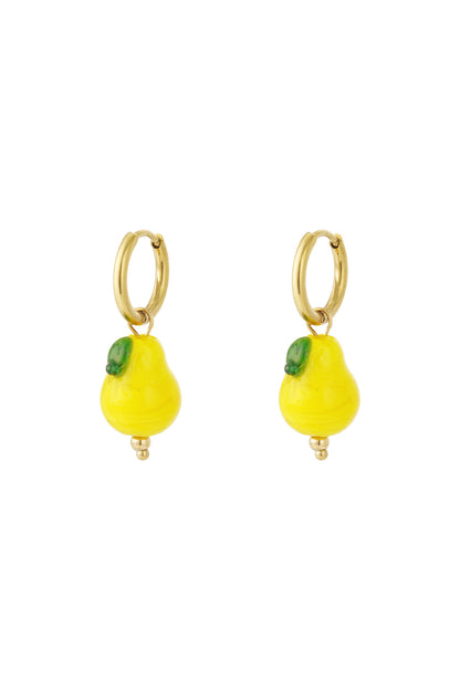 Damen Ohrringe Birne Emaille 14K | Edelstahl vergoldet | Gelb