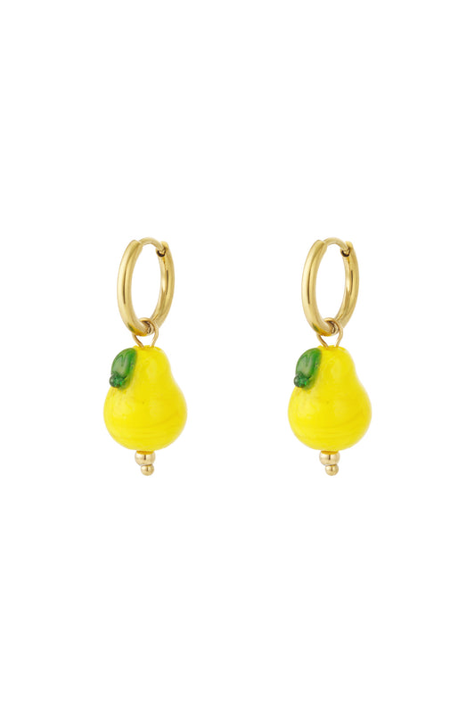 Damen Ohrringe Birne Emaille 14K | Edelstahl vergoldet | Gelb