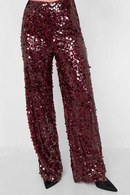 Damen Hose Pailletten Gerade | Polyester | Mehrfarbig