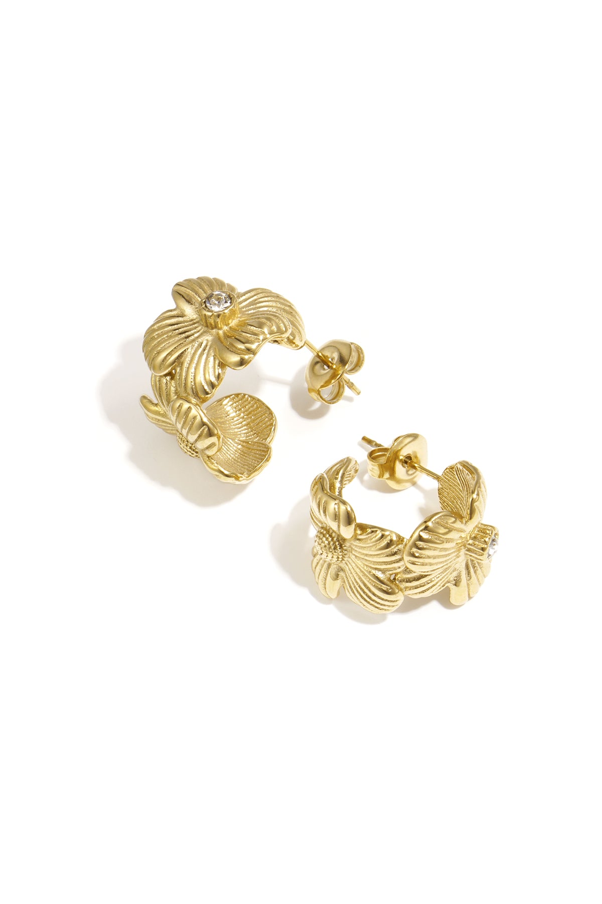 damen creolen blume | edelstahl | goldfarbe & silberfarbe