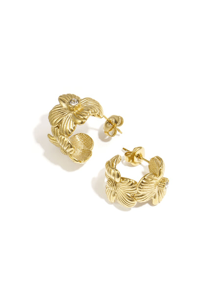 Damen Creolen Blume | Edelstahl | Goldfarbe & Silberfarbe