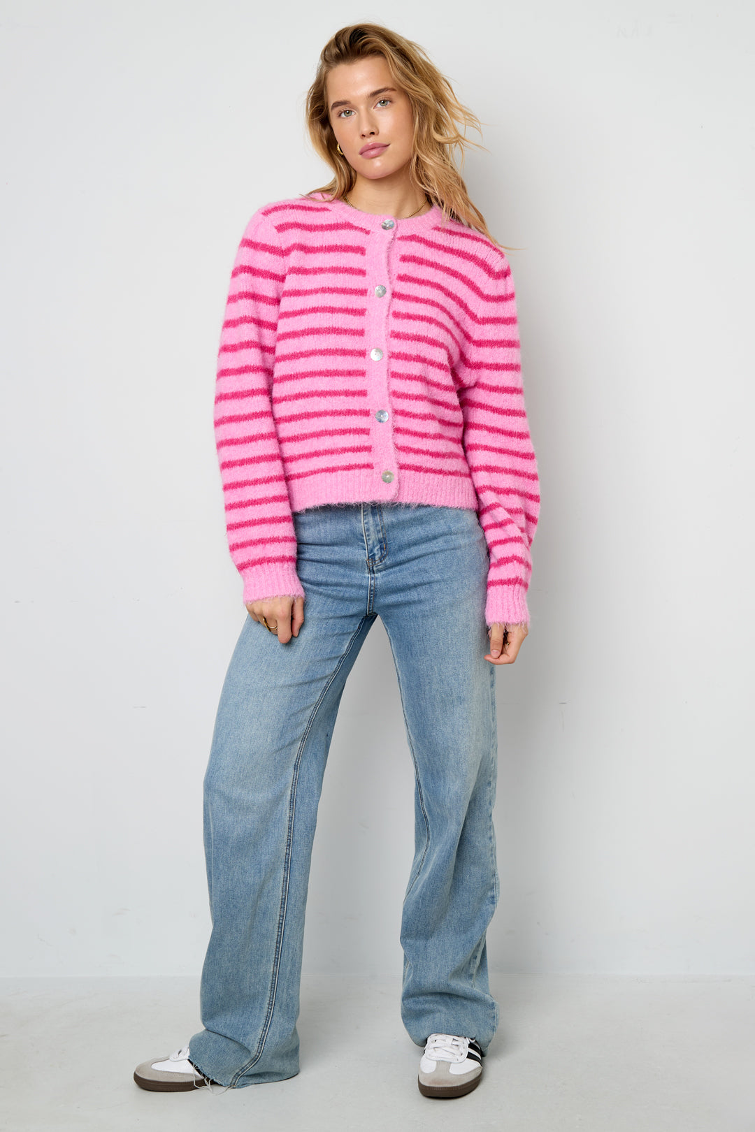 damen cardigan gestreift | polyester | mehrfarbig