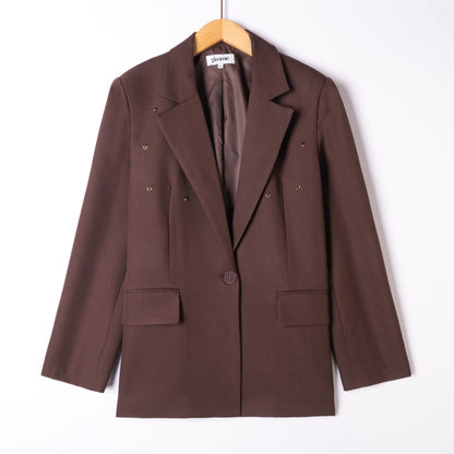 Damen Blazer Vollton | Büroalltag | Braun & Creme bis XL
