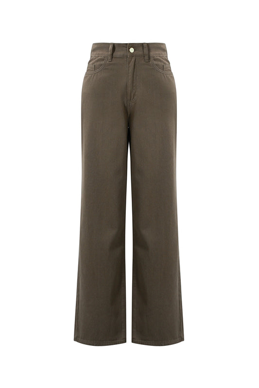 Damen Hose Luxus Gerade | Baumwolle | Braun