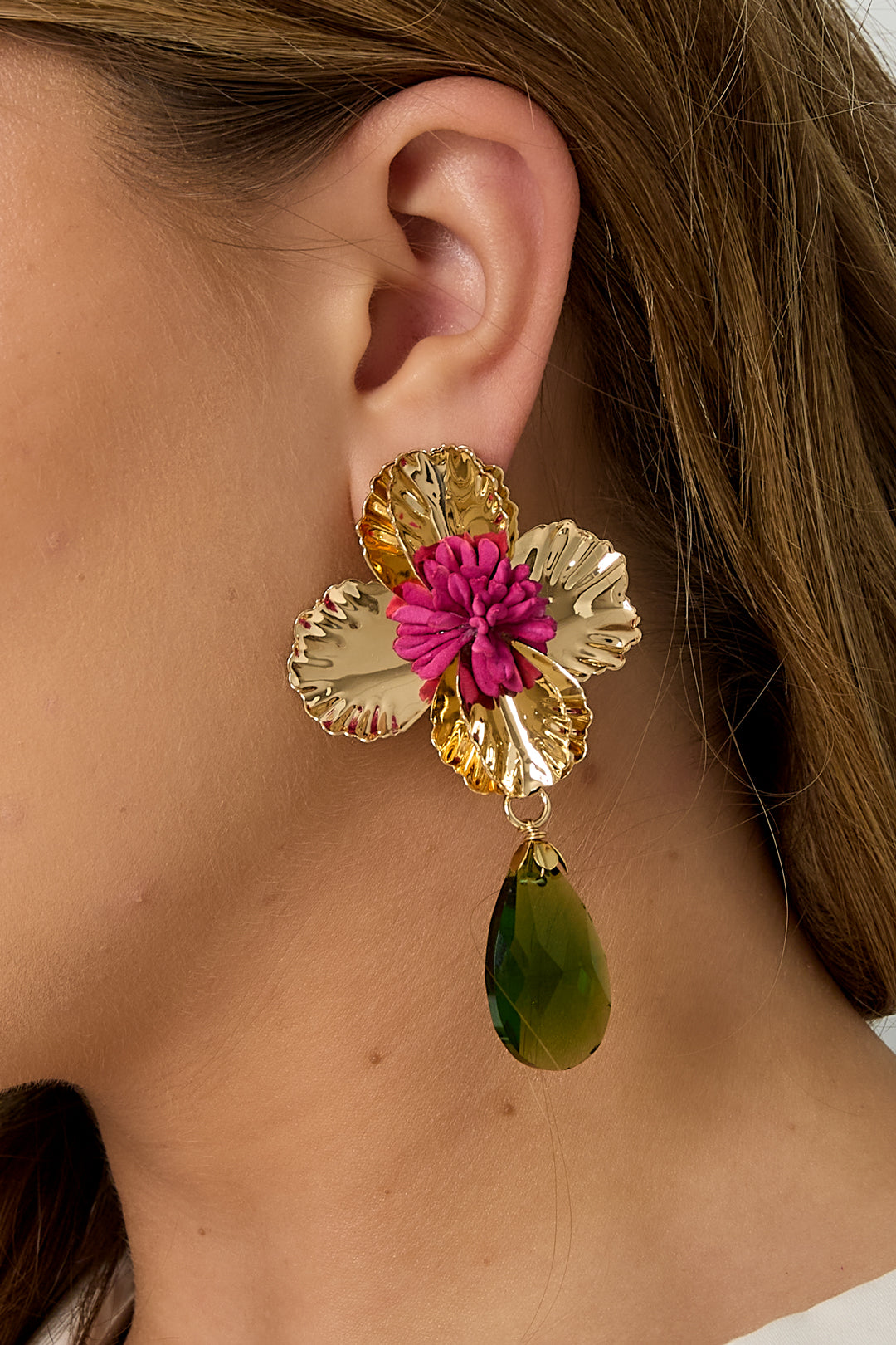 damen tropfenohrringe blume urlaubsstyle | eisen | rot gruen & blau