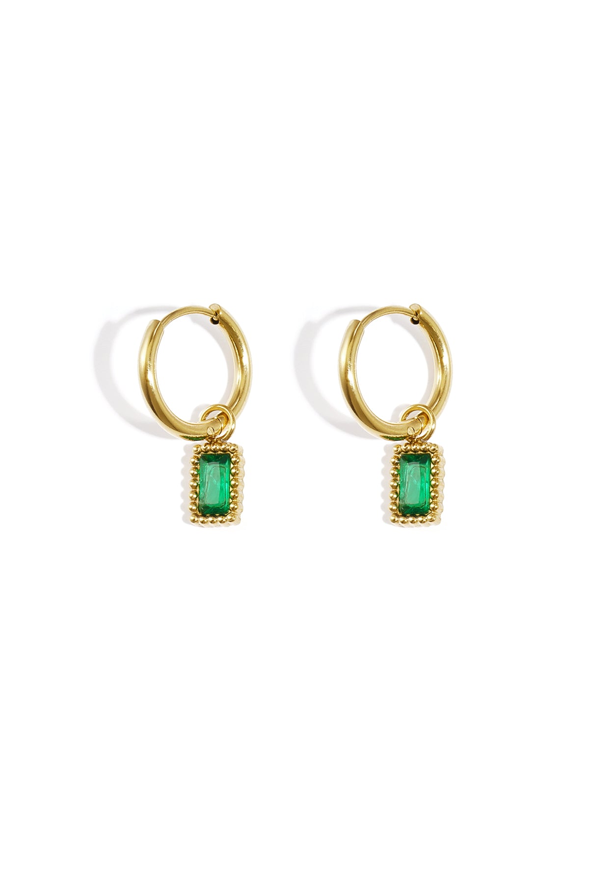 damen ohrringe schleife zirkon rechteck | edelstahl | rosa, gold & grün
