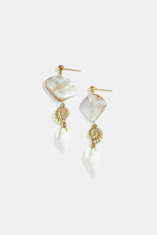 Ohrhänger aus Edelstahl, Muschel, Urlaubs-/Strand-Serie, romantischer Damenschmuck