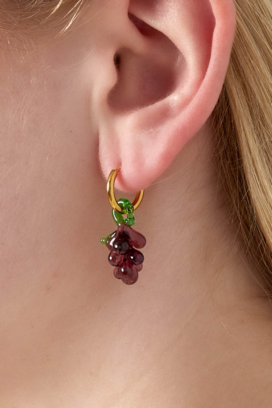 damen ohrringe trauben emaille 14k | edelstahl vergoldet | lila