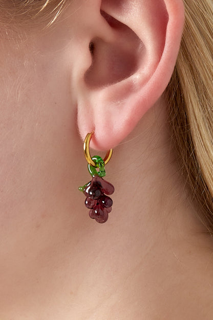 Damen Ohrringe Trauben Emaille 14K | Edelstahl vergoldet | Lila