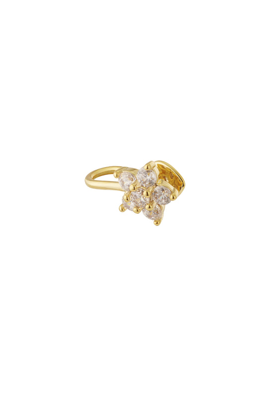 Damen Ear Cuff & Nasenmanschette Geblümt Zirkon | Kupfer | Goldfarbe & Silberfarbe