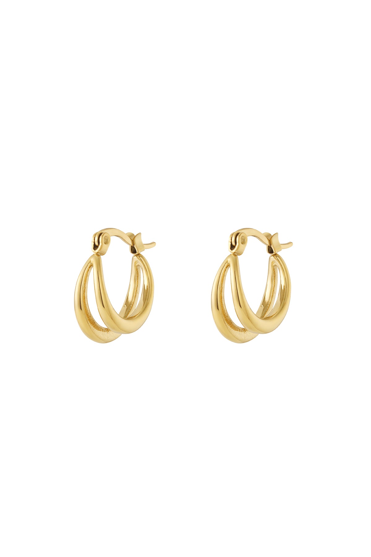 damen creolen doppelt klein 14k | edelstahl vergoldet | goldfarbe
