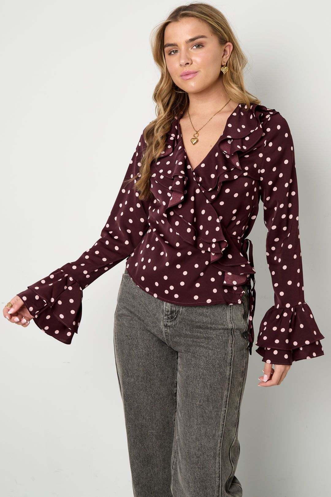 Gewebte Polyesterfaser Damen-Bluse Elegante Punkte