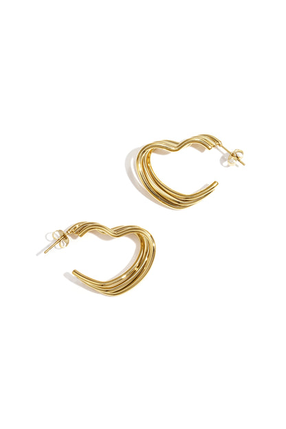 Damen Creolen Herz | Edelstahl | Goldfarbe & Silberfarbe