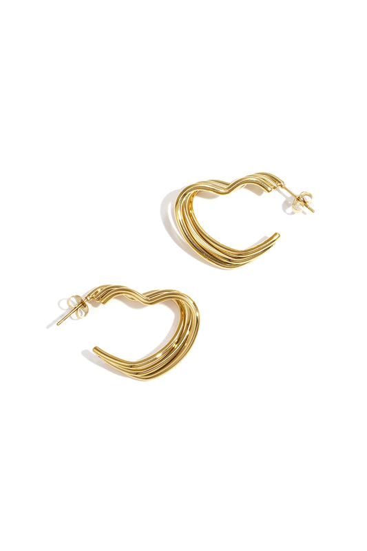 Damen Creolen Herz | Edelstahl | Goldfarbe & Silberfarbe