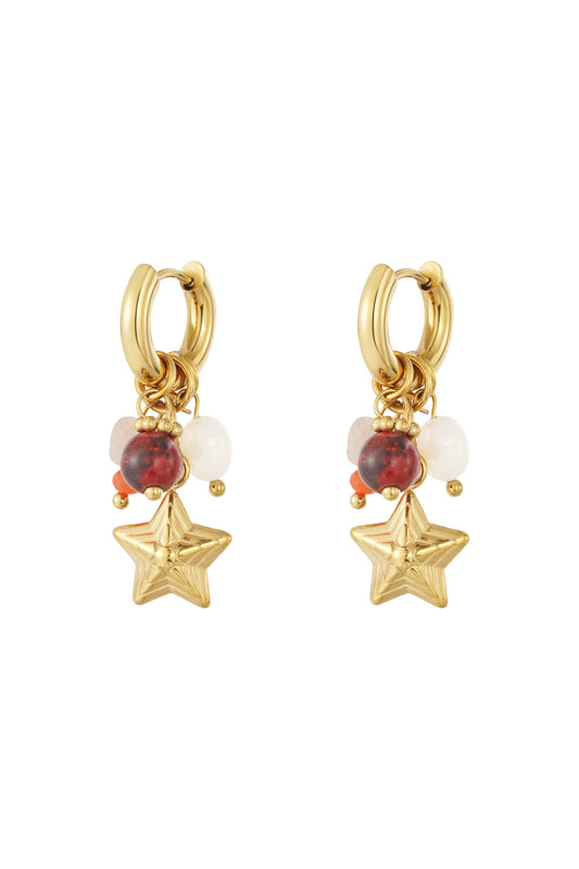 Damen Tropfenohrringe Stern | Edelstahl | Goldfarbe