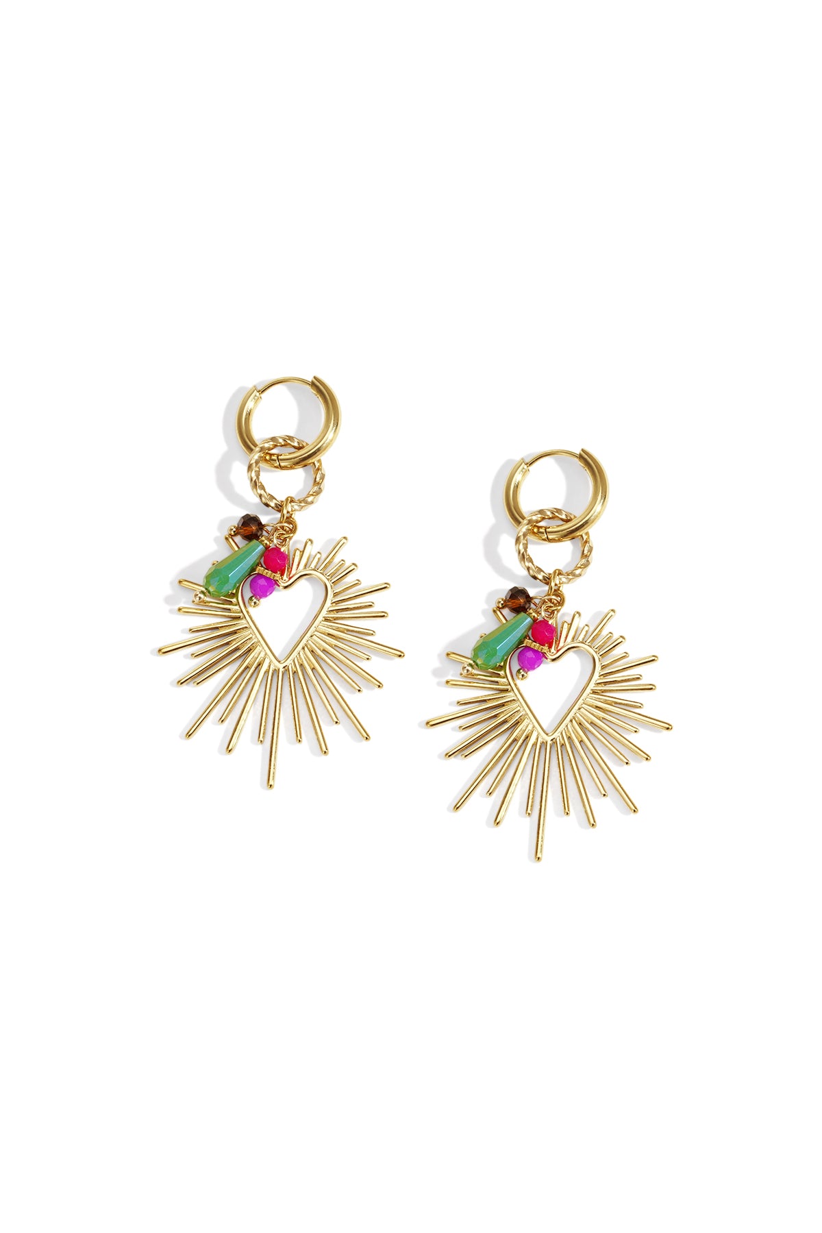 damen ohrringe herz & schleife | edelstahl | goldfarbe