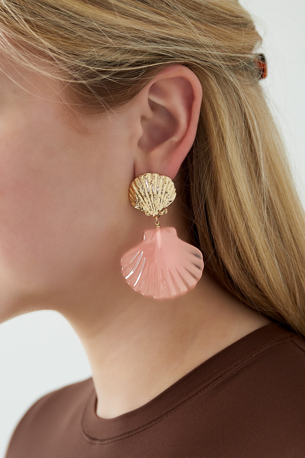Damen Ohrringe Muschel Rosa | Legierung | Rosa & Orange