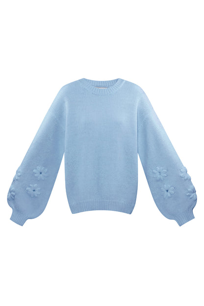 Damen Pullover Oversize Blumenapplikation | Wollmischung | Mehrfarbig
