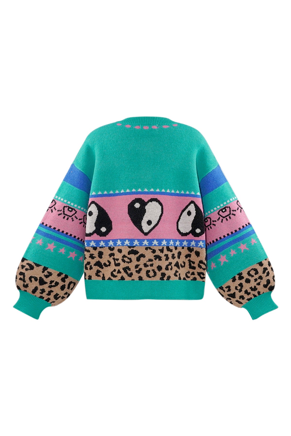 damen cardigan leopardenmuster oversized | wollmischung | mehrfarbig