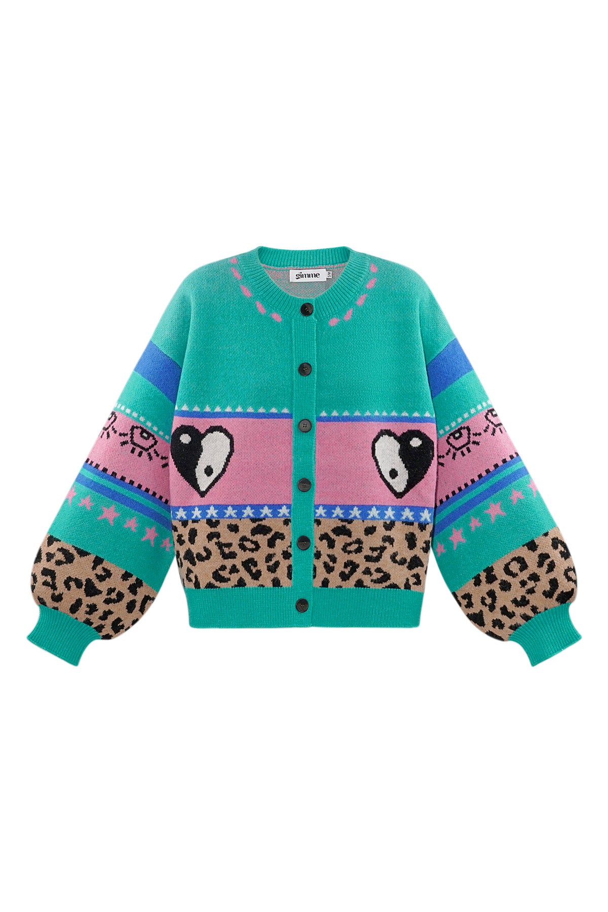 damen cardigan leopardenmuster oversized | wollmischung | mehrfarbig