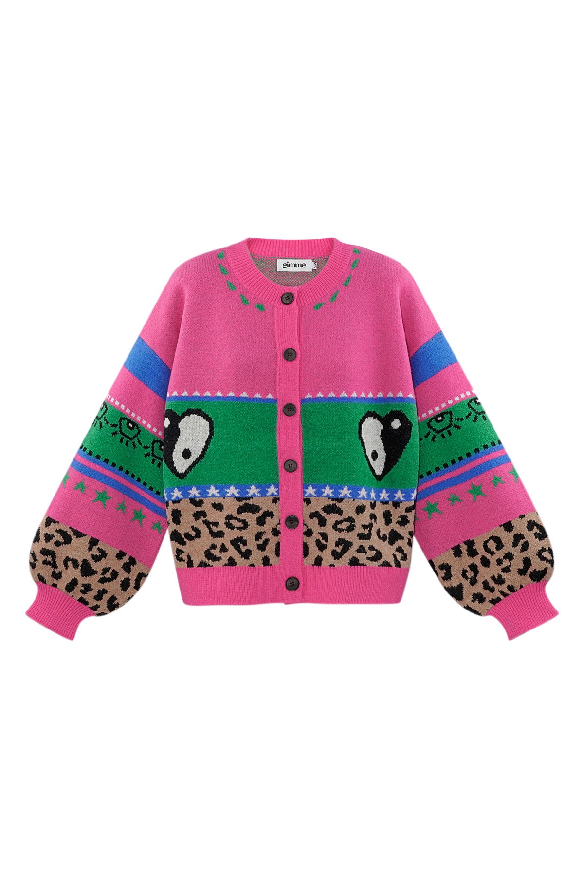 damen cardigan leopardenmuster oversized | wollmischung | mehrfarbig