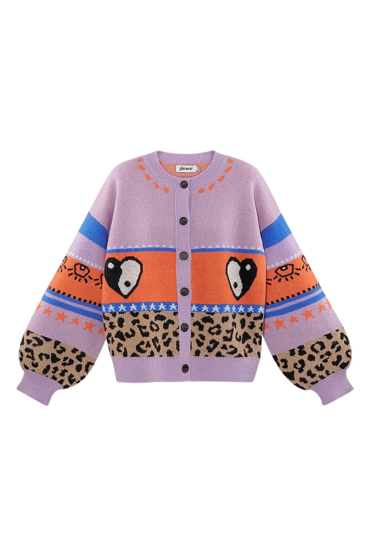 Damen Cardigan Leopardenmuster Oversized | Wollmischung | Mehrfarbig
