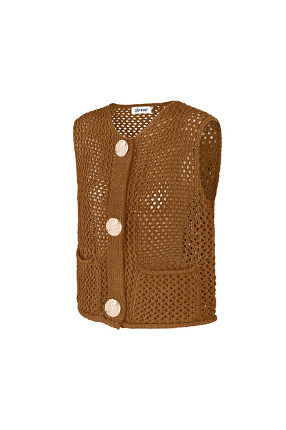 Damen Strickweste Openwork | Polyester | Mehrfarbig