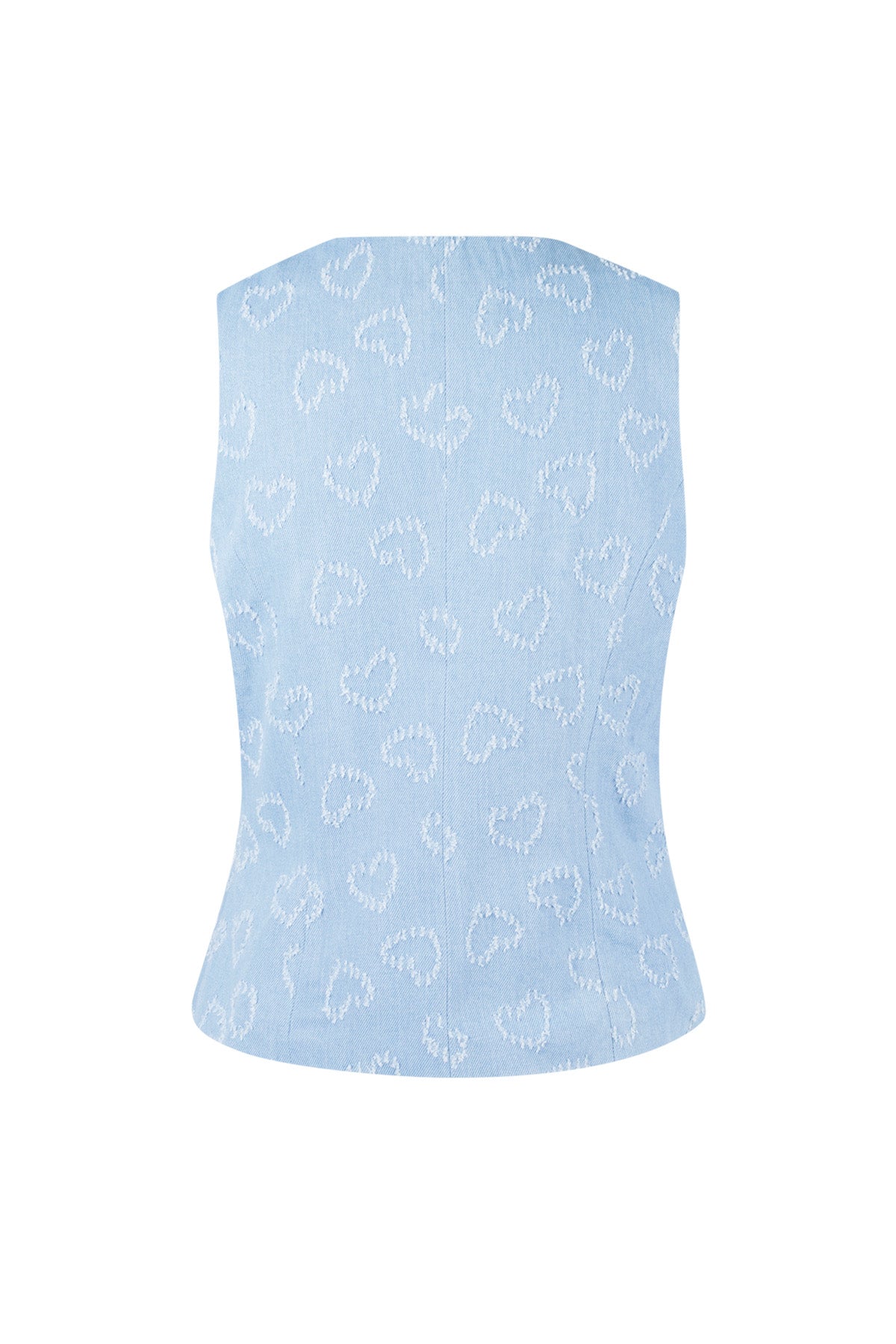 Damen Top Herzmuster Knopfleiste | Baumwolle | Blau