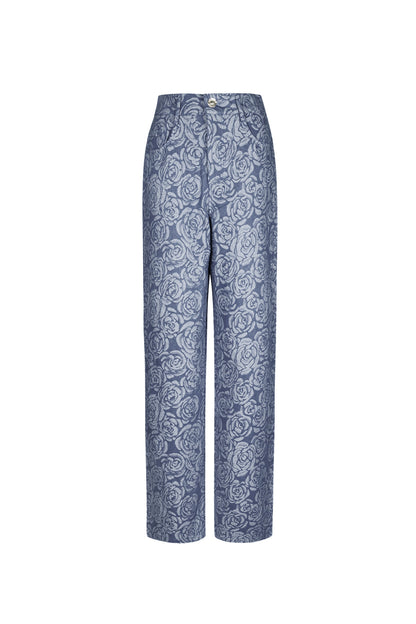 Damen Hose Blumenmuster | Baumwolle | Mehrfarbig