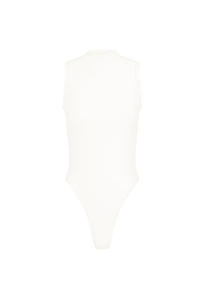Viskose Damen Ärmelloses Bodysuit Hoher Kragen Minimalistisches Design