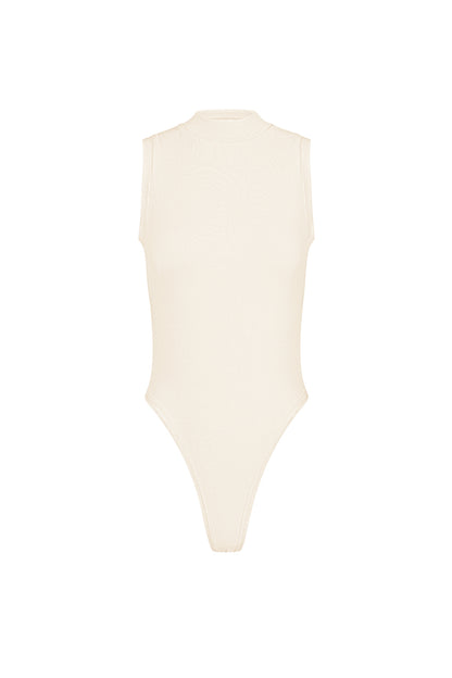 Viskose Damen Ärmelloses Bodysuit Hoher Kragen Minimalistisches Design