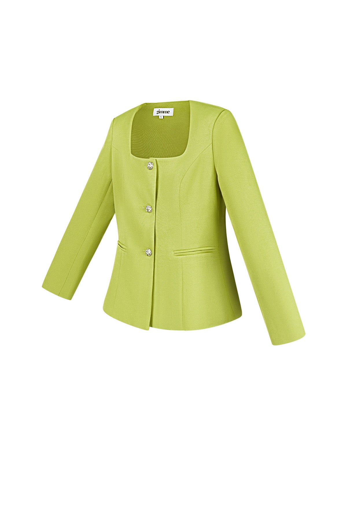 damen blazer tailliert | quadrat-ausschnitt | grün & flieder