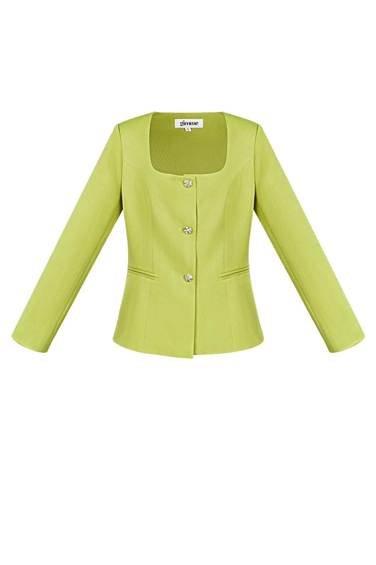damen blazer tailliert | quadrat-ausschnitt | grün & flieder