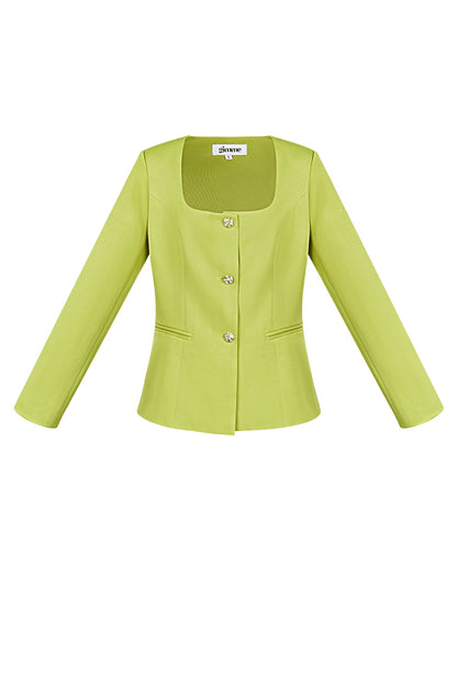 Damen Blazer Tailliert | Quadrat-Ausschnitt | Grün & Flieder