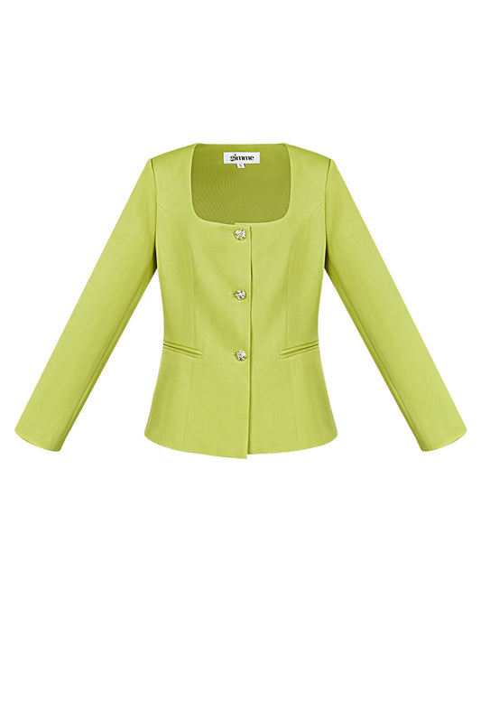 Damen Blazer Tailliert | Quadrat-Ausschnitt | Grün & Flieder
