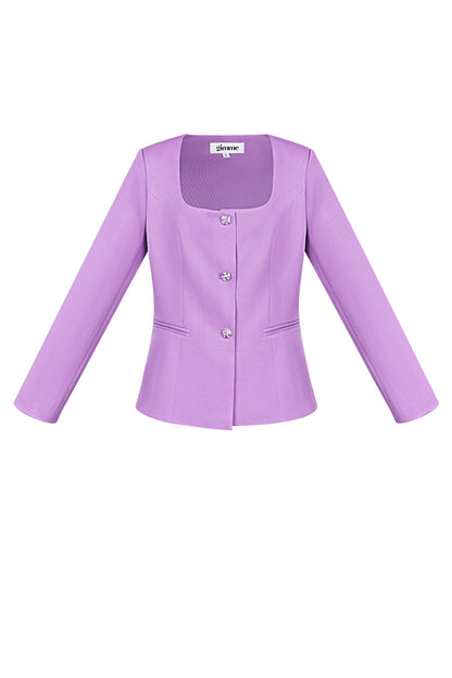 Damen Blazer Tailliert | Quadrat-Ausschnitt | Grün & Flieder